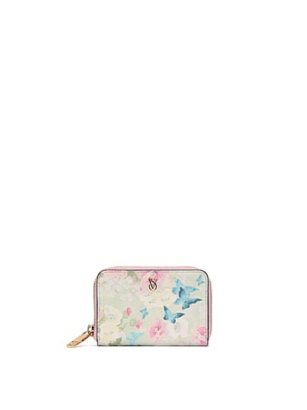 Victoria's Secret Pastel Floral & Blue Butterfly Zip Wallet
